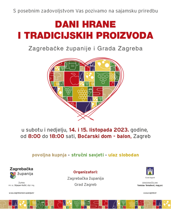 Dani hrane i tradicijskih proizvoda Zagrebačke županije i Grada Zagreba - pozivnica